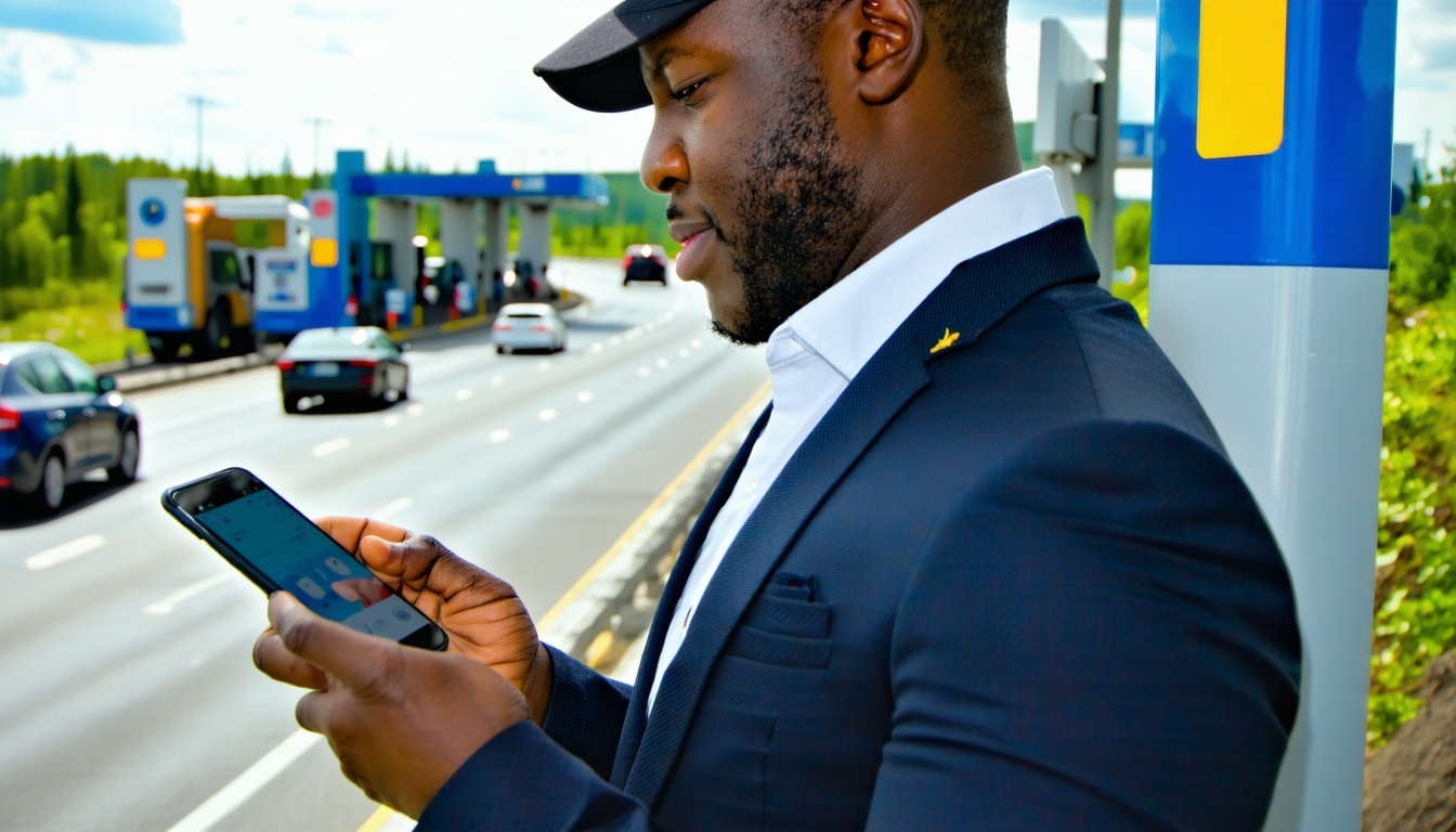Customer using mobile app for toll management